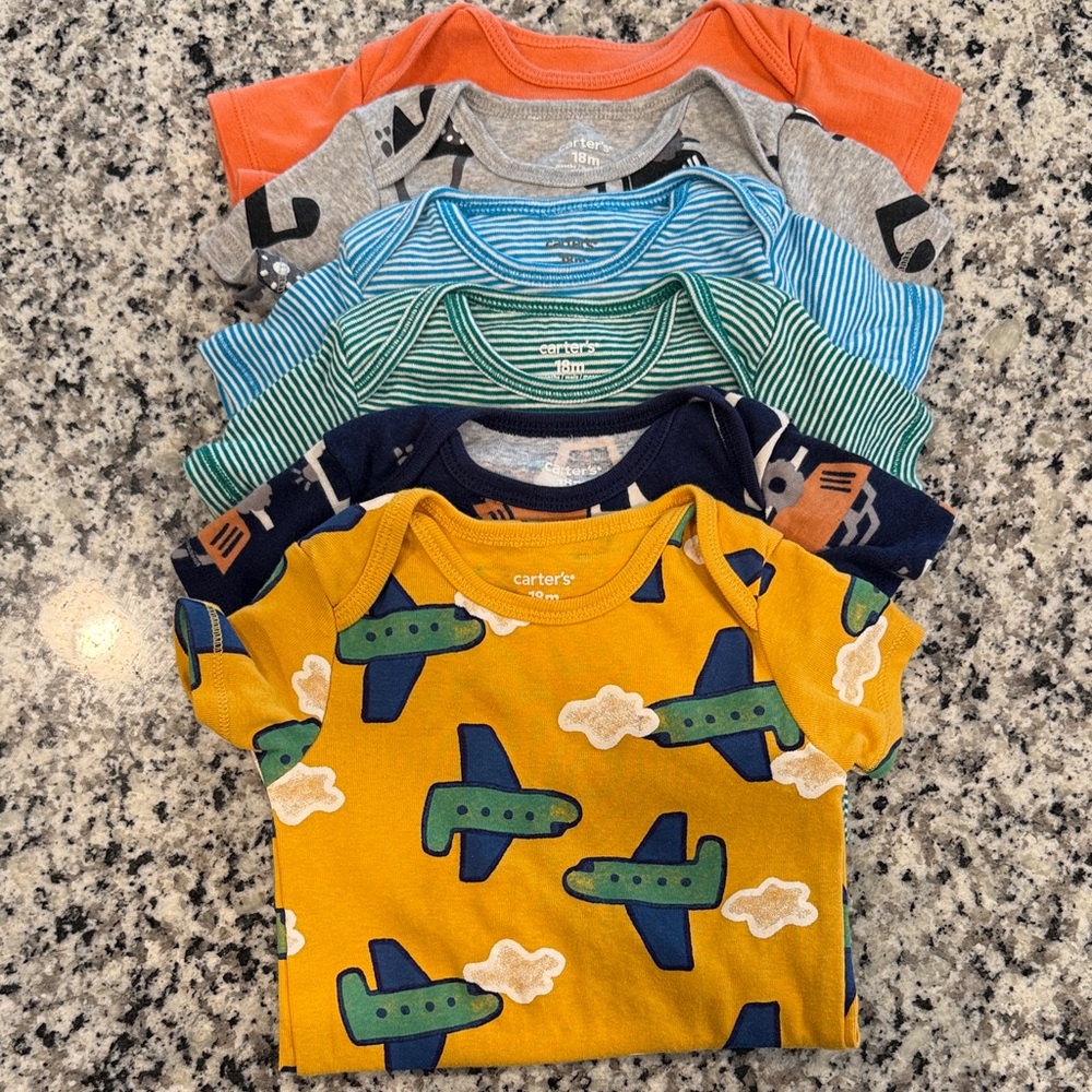 Carter's Airplane and Stripes Tee Set - Yellow, Blue, Green, Gray, Orange